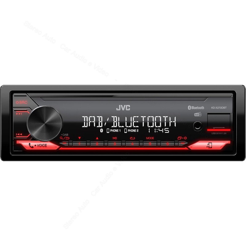 Autoradio Bluetooth DAB+ USB Aux-In Uscite RCA 1 din JVC KD-X272DBT